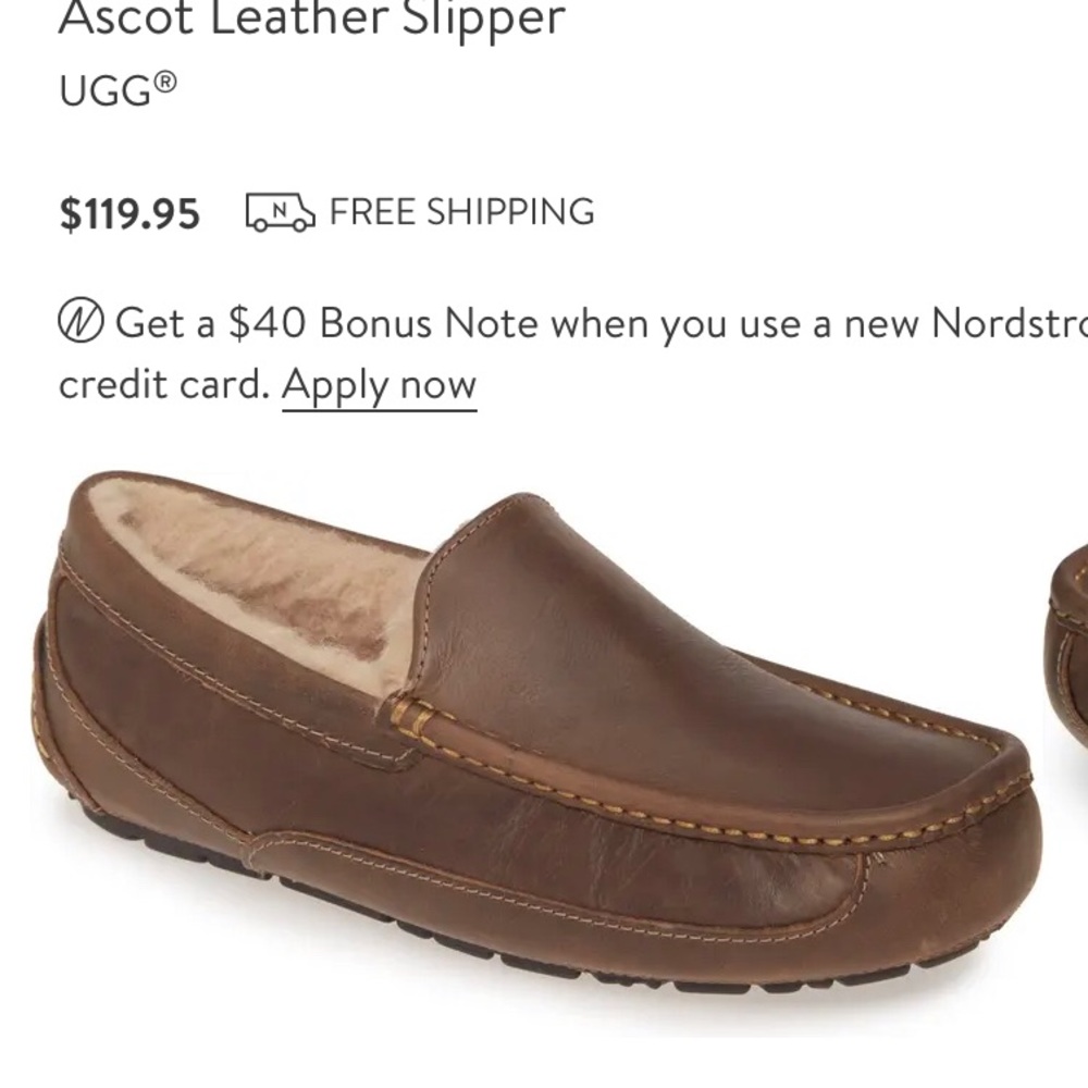 Men’s Ugg Ascot slippers in tan leather BRAND NEW size 10